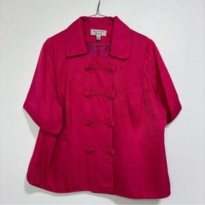 Adrianna Papell VTG 100% Silk Women's Plus Button Front Blouse Pink 20 L Kimono